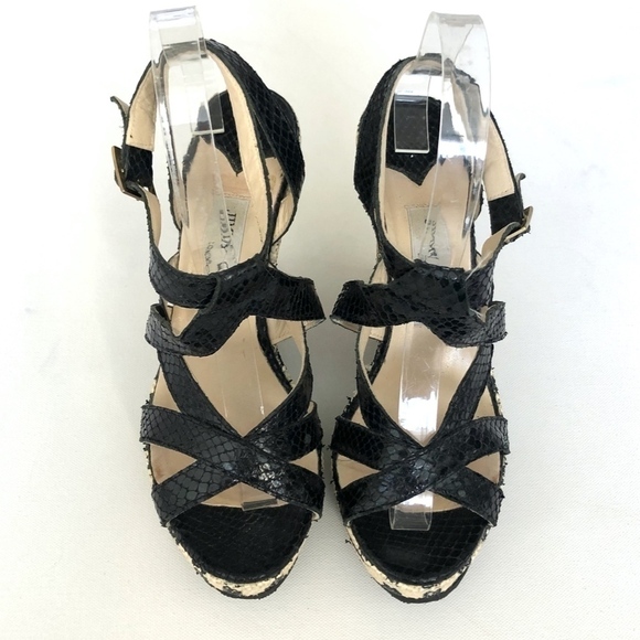 Jimmy Choo Black White Zebra Print Wedges Size 8.5 - Picture 2 of 8